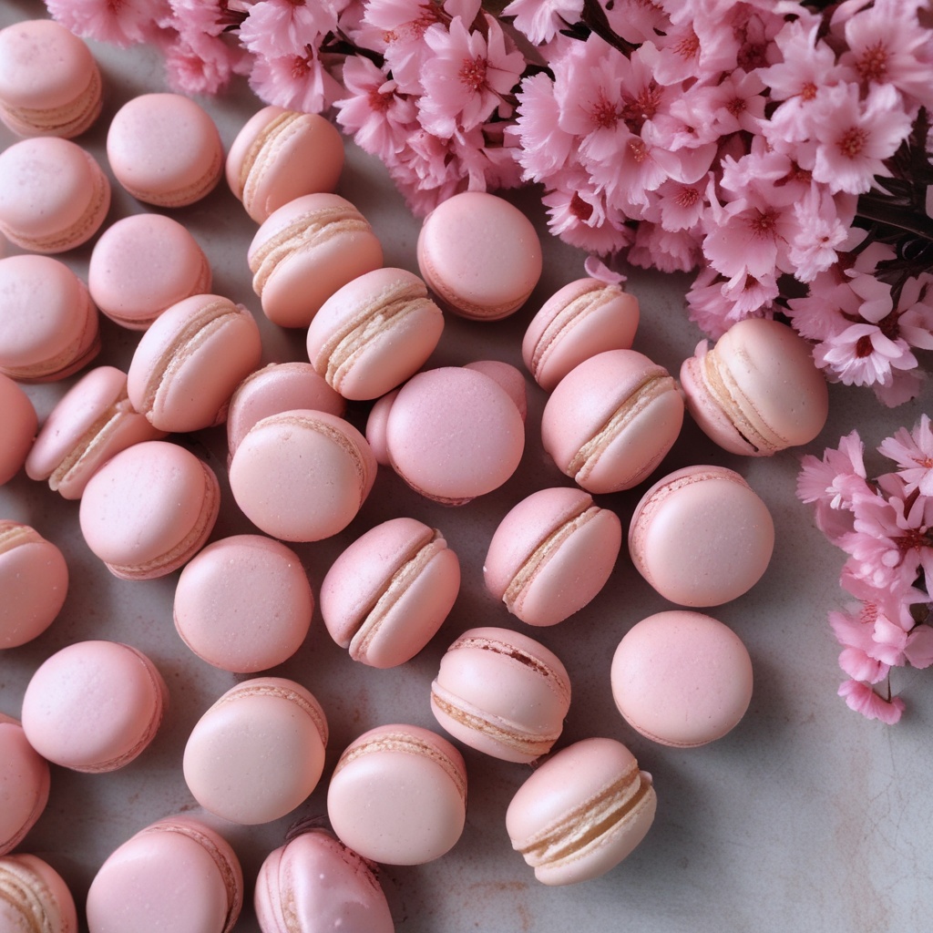 Cherry blossom flavored macarons